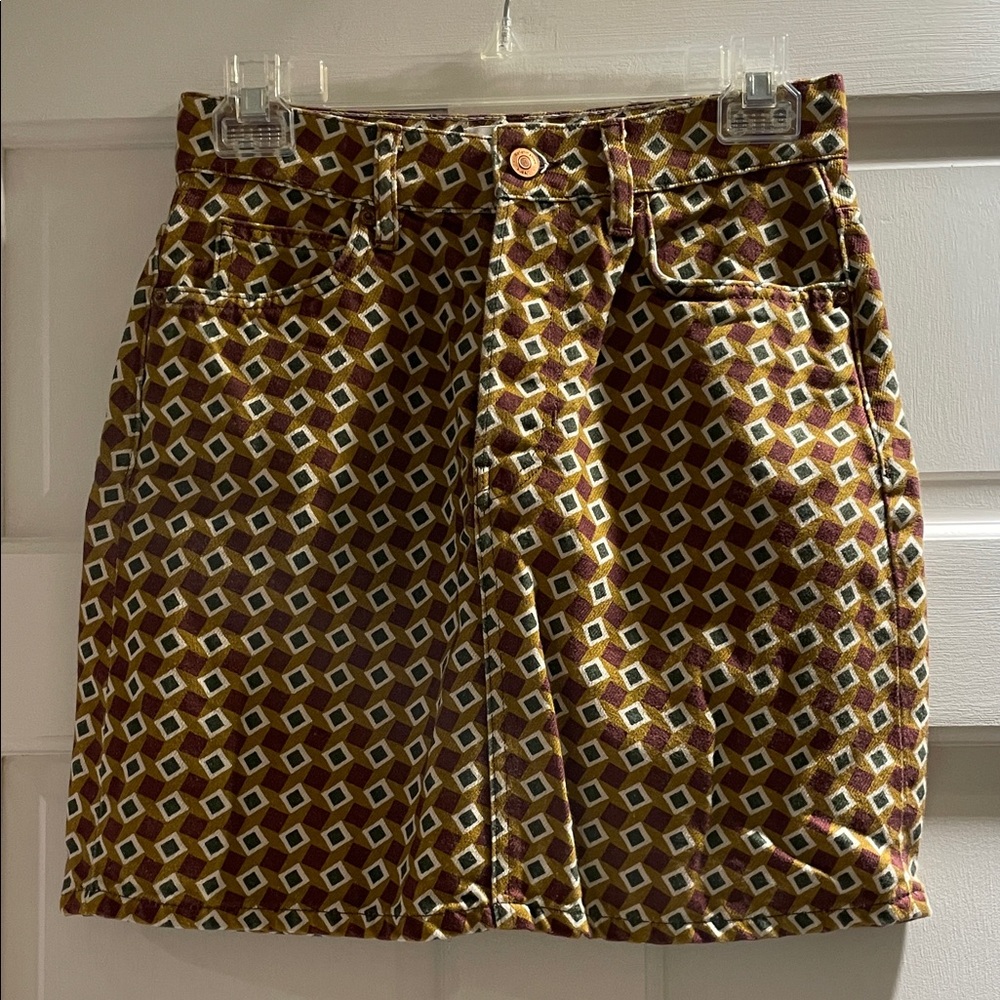 Geometric Patterned Denim Skirt